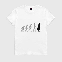 Футболка хлопковая женская Эволюция Шерлока, цвет: белый