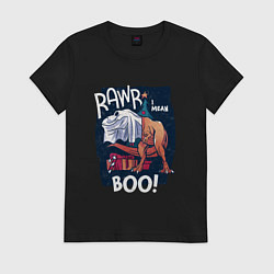 Футболка хлопковая женская Rawr boo, цвет: черный