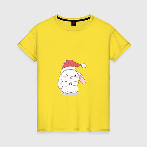 Женская футболка Милый новогодний зайчик / Желтый – фото 1