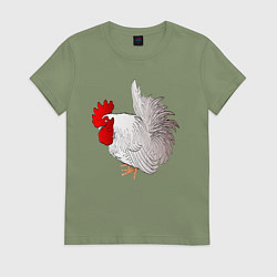 Футболка хлопковая женская Петушок, цвет: авокадо