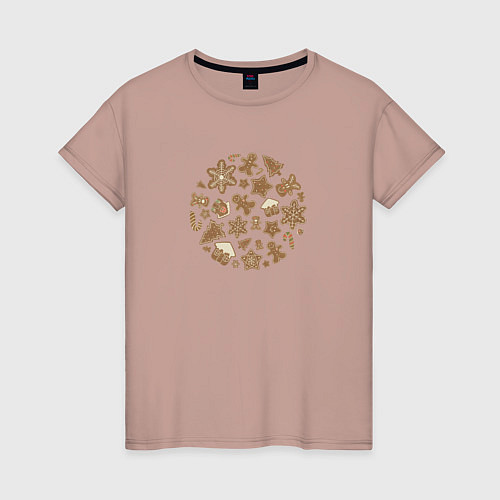 Женская футболка Имбирные пряники / Пыльно-розовый – фото 1