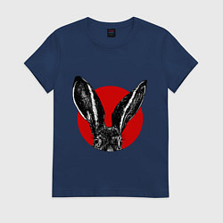 Футболка хлопковая женская Rabbit ears, цвет: тёмно-синий