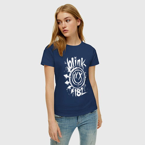 Женская футболка Blink 182 logo / Тёмно-синий – фото 3