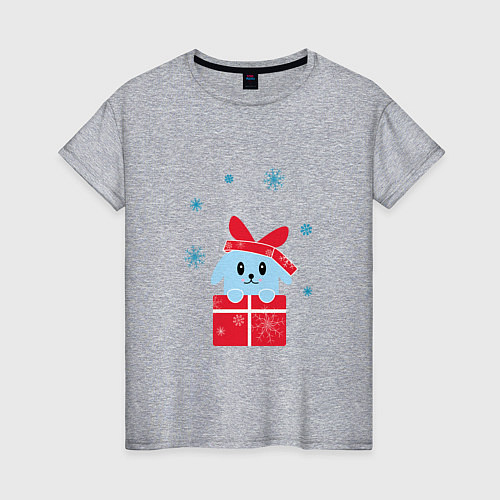 Женская футболка Голубой кролик в подарочной коробке / Меланж – фото 1