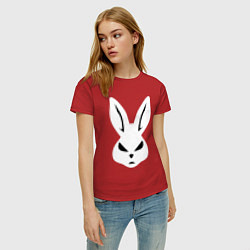 Футболка хлопковая женская Evil bunny head, цвет: красный — фото 2