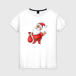 Футболка хлопковая женская Красный Дедушка Мороз, цвет: белый