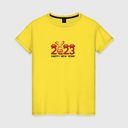 Футболка хлопковая женская 2023 HNY, цвет: желтый