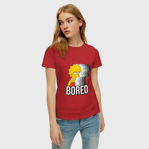Женская футболка Лиза Симпсон - bored / Красный – фото 3