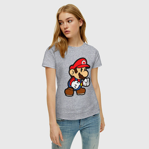 Женская футболка Классический Марио / Меланж – фото 3