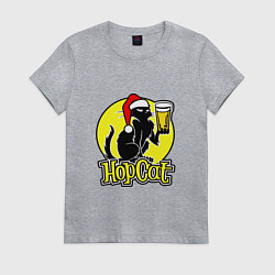 Футболка хлопковая женская Hop Cat, цвет: меланж