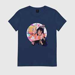 Футболка хлопковая женская Уэнсдей и Энид, цвет: тёмно-синий