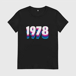 Футболка хлопковая женская Made in 1978 vintage art, цвет: черный