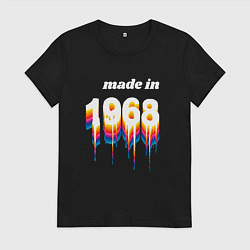 Футболка хлопковая женская Made in 1968 liquid art, цвет: черный