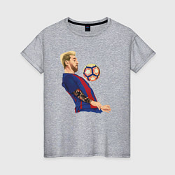 Футболка хлопковая женская Messi Barcelona, цвет: меланж