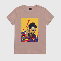 Футболка хлопковая женская Барса Месси, цвет: пыльно-розовый