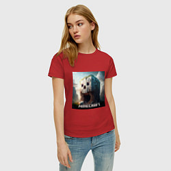 Футболка хлопковая женская Жуткая пещера Minecraft, цвет: красный — фото 2