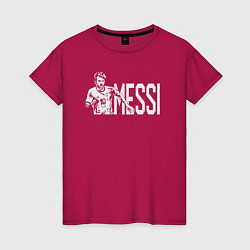 Футболка хлопковая женская Football Messi, цвет: маджента