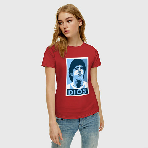 Женская футболка Dios Maradona / Красный – фото 3