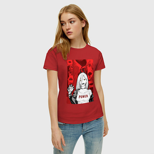 Женская футболка Человек с бензопилой - Пауэр / Красный – фото 3