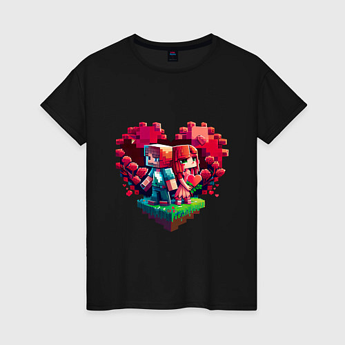 Женская футболка Влюбленные в Minecraft / Черный – фото 1