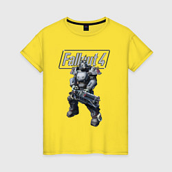 Футболка хлопковая женская Fallout 4 - Ultracite Power Armor, цвет: желтый
