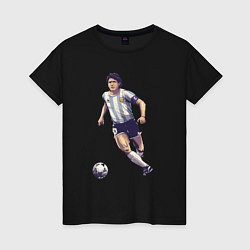 Футболка хлопковая женская Maradona football, цвет: черный