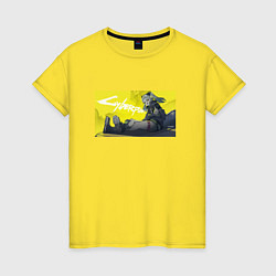 Футболка хлопковая женская Ребекка - Cyberpunk, цвет: желтый