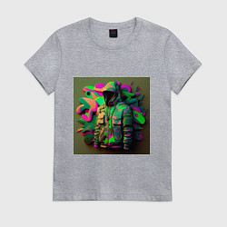 Футболка хлопковая женская Комуфляж воина, цвет: меланж