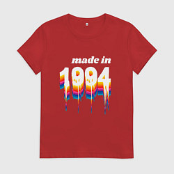Футболка хлопковая женская Made in 1994 liquid art, цвет: красный