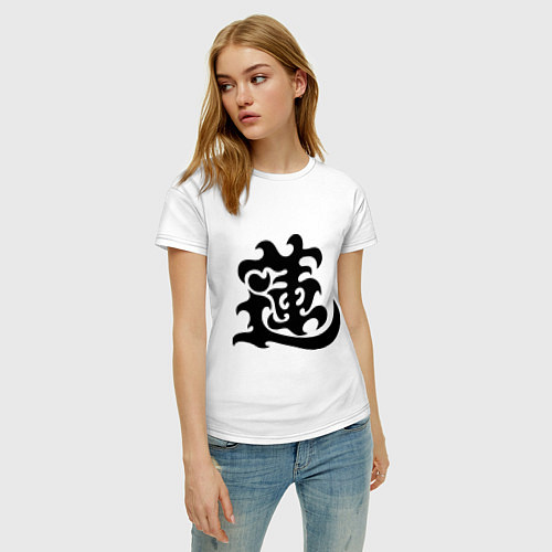 Женская футболка Японский иероглиф - Лотос / Белый – фото 3
