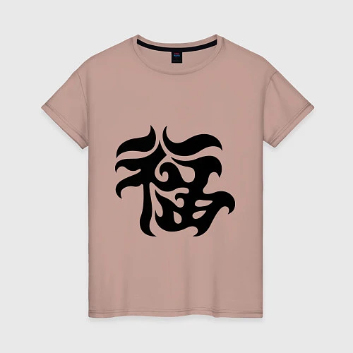 Женская футболка Японский иероглиф - Удача / Пыльно-розовый – фото 1
