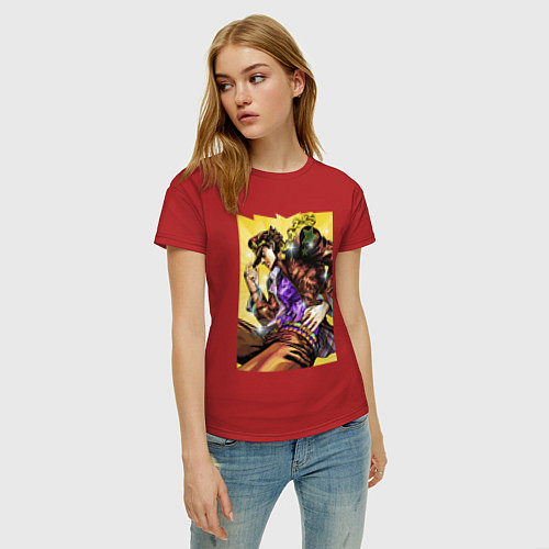 Женская футболка Джотаро Куджо - JoJo Bizarre Adventure / Красный – фото 3