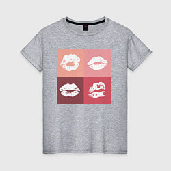 Футболка хлопковая женская Kiss pop-art, цвет: меланж
