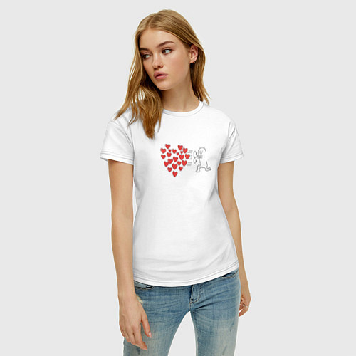 Женская футболка Сердечки - мем / Белый – фото 3