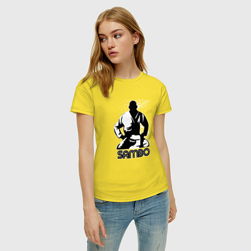 Женская футболка Боец Самбо / Желтый – фото 3