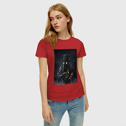 Женская футболка Чумной доктор в Средневековье / Красный – фото 3