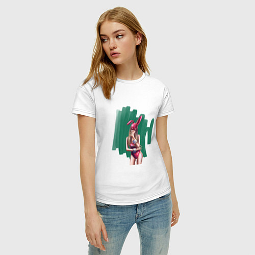 Женская футболка Девушка с ушками / Белый – фото 3