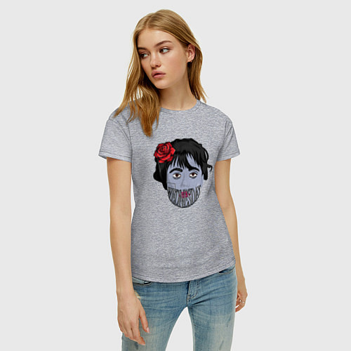 Женская футболка Уэнсдэй зомби арт / Меланж – фото 3