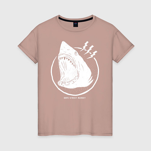 Женская футболка Dope street market shark / Пыльно-розовый – фото 1