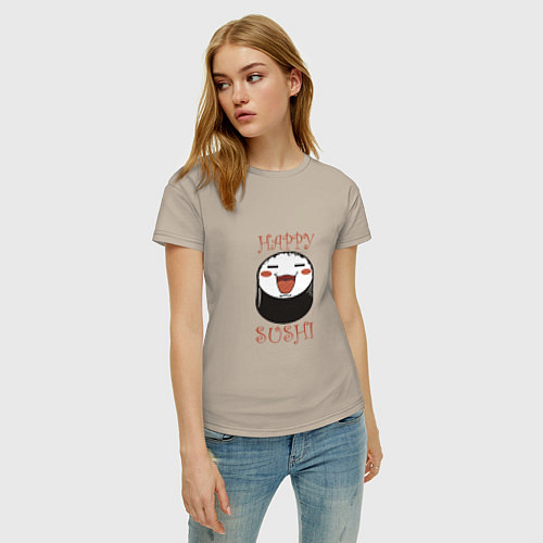 Женская футболка Smiling sushi / Миндальный – фото 3