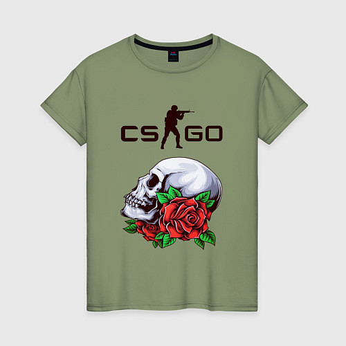 Женская футболка Контра и череп с розами / Авокадо – фото 1