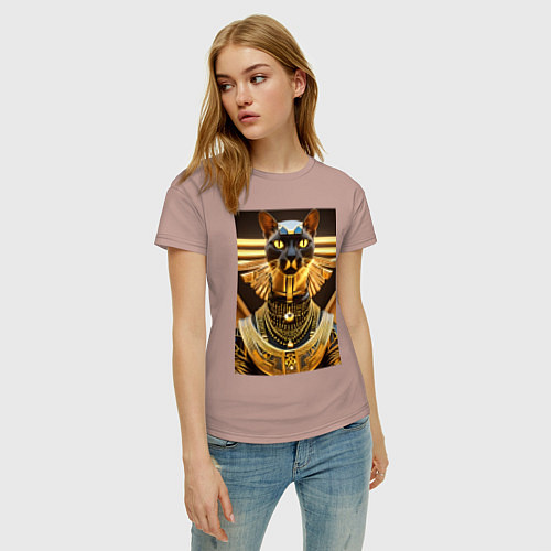Женская футболка Кот сфинкс фараон / Пыльно-розовый – фото 3