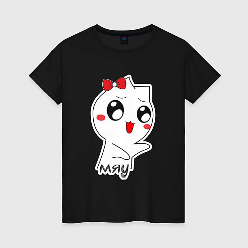 Женская футболка Кошечка Мяу / Черный – фото 1