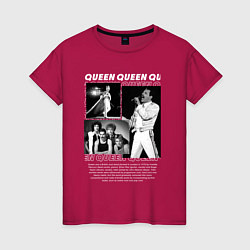 Футболка хлопковая женская Queen рок группа, цвет: маджента