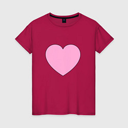Футболка хлопковая женская Большое розовое сердечко, цвет: маджента