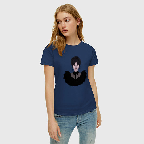 Женская футболка Уэнсдэй Адамс арт / Тёмно-синий – фото 3