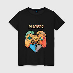 Футболка хлопковая женская Player 2, цвет: черный