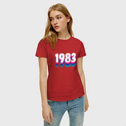 Футболка хлопковая женская Made in 1983 vintage art, цвет: красный — фото 2