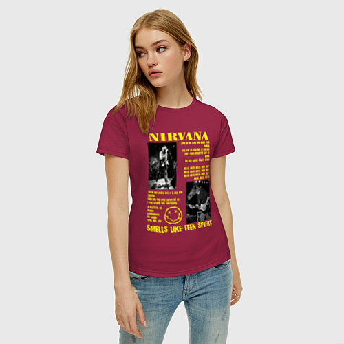 Женская футболка Nirvana SLTS / Маджента – фото 3