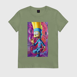 Футболка хлопковая женская Bart Simpson - neural network - fantasy, цвет: авокадо